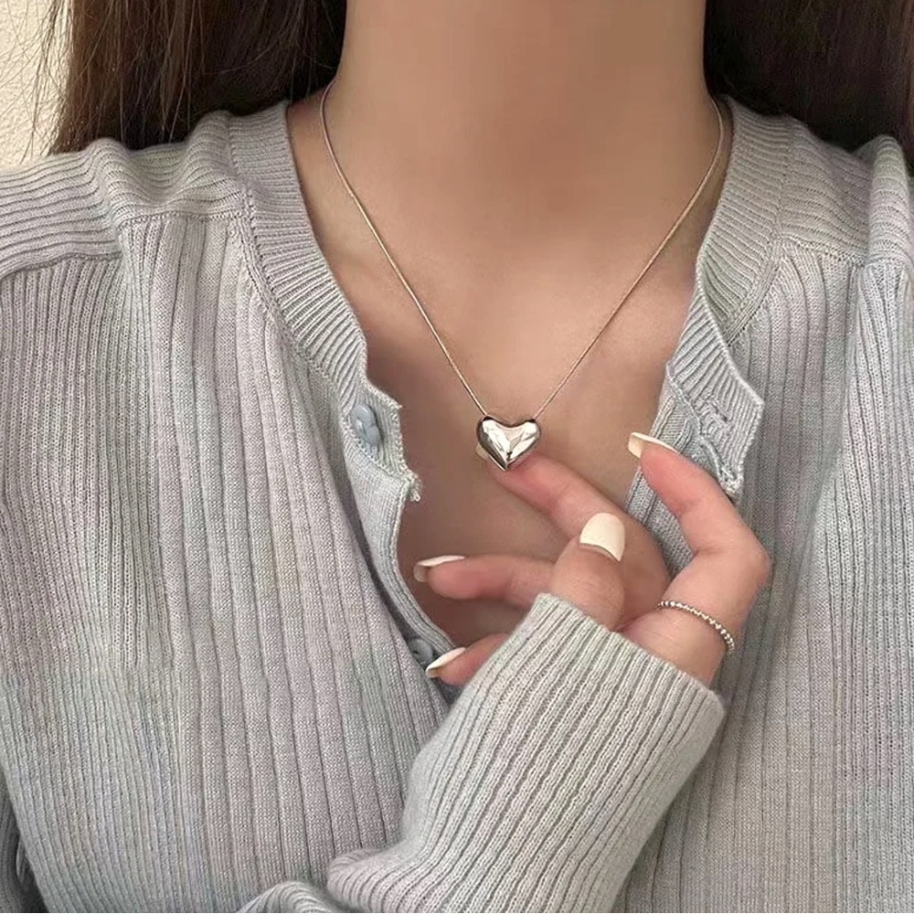 New Silver Minimalist Dainty Heart Necklace